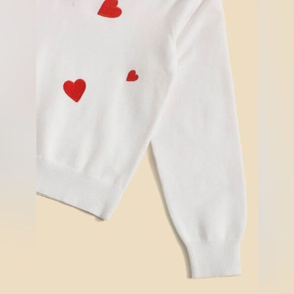 Shein white sweater with red hearts. Size 10/140 ♥️ - Picture 4 of 5